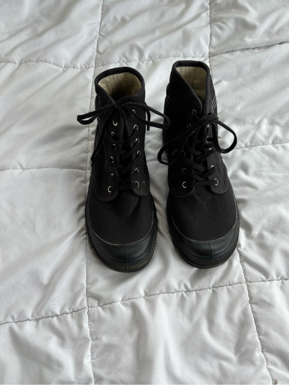 Palladium Pallabrousse Black Canvas Lace-Up Combat Boots Womens US 7